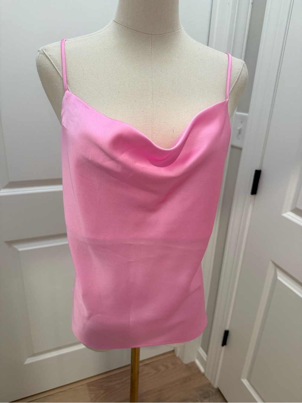 Renee C. Pink Satin-Effect Cowl Neck Camisole